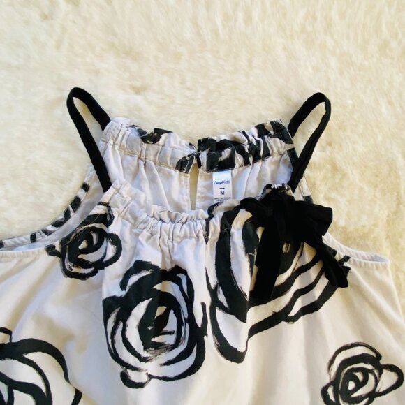 2/$18🌴 GAP Factory Kids Tank w/Black Abstract Flowers Girl's Size M (7-8) Cotton - Picture 3 of 10